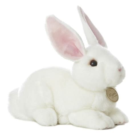 Rabbit Stuffed Toy White Faux Fur 